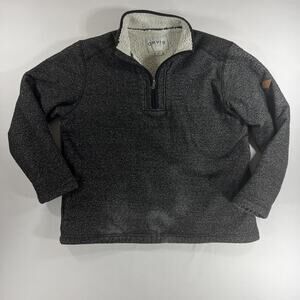 ORVIS 1/4 Zip Sherpa Fleece Lined Pullover Sweater Charcoal Gray Grandpacore XL